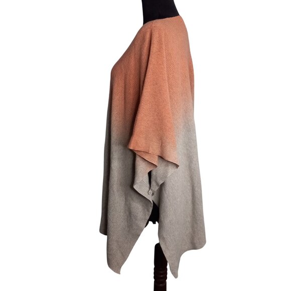 Purejill J Jill One Size Poncho Ombré Knit Cape Soft Gradient Cozy Chic Layering - Picture 3 of 10